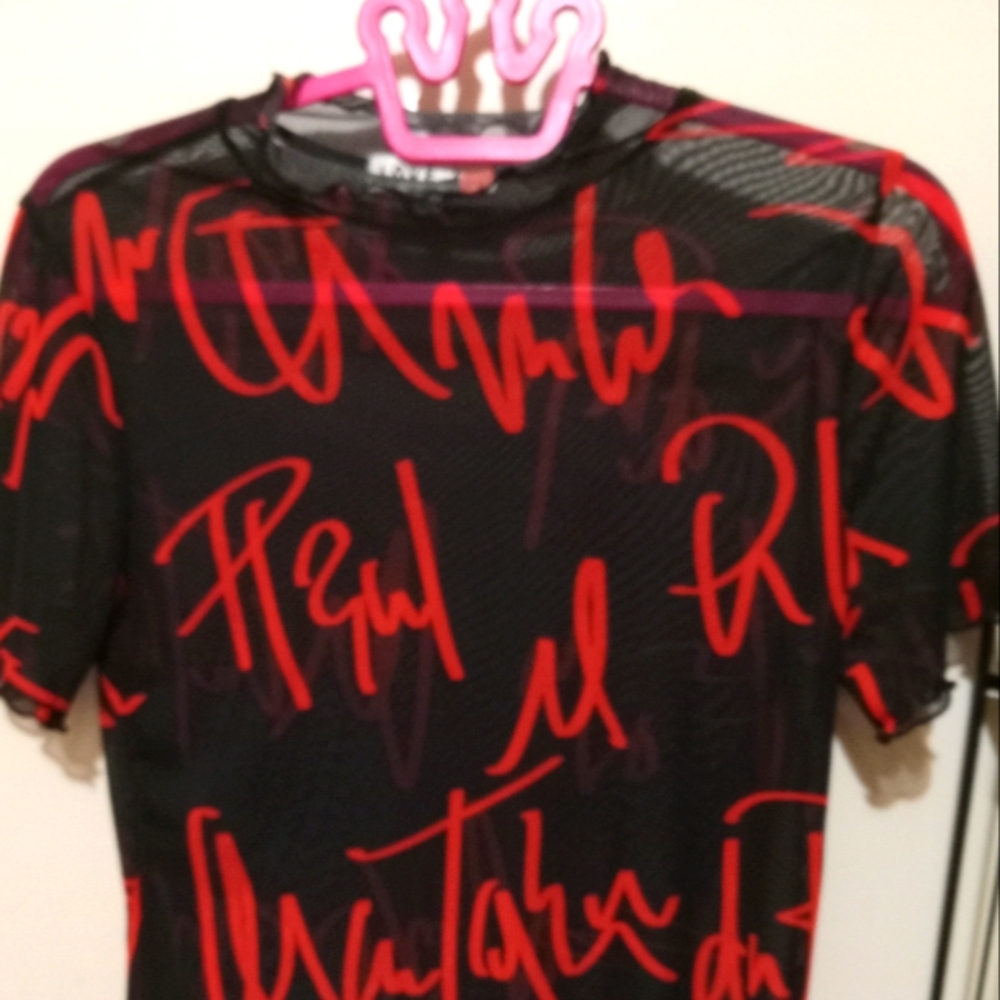 Black and red shirt see through size medium